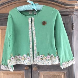 Anthropologie HRW Spring Cardigan With Fabric trim